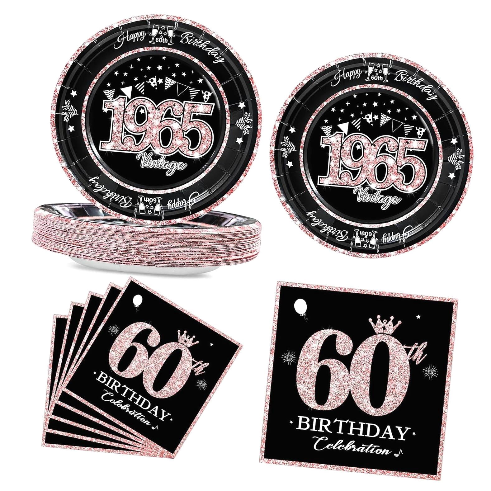 SKYSONIC 60 Piece Vintage 60th Birthday Plates and Napkins Collection — free download