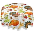 thumbnail image 1 of SKYSONIC 60" Thanksgiving Round Tablecloth Autumn Pumpkin Turkey Washable Polyester Table Cloth Decorative Table Cover for Christmas Wedding Party Dining Banquet, 1 of 7