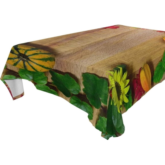 SKYSONIC 60"x120" Square Tablecloth with Autumn Fruits and Vegetables Prints, Anti-Wrinkle and Smooth Table Cloth for Kitchen/Home Party Decoration