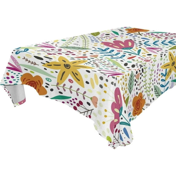 SKYSONIC 60"x120" Square Tablecloth with Watercolor Painting of Mosaic Prints, Anti-Wrinkle and Smooth Table Cloth for Kitchen/Home Party Decoration