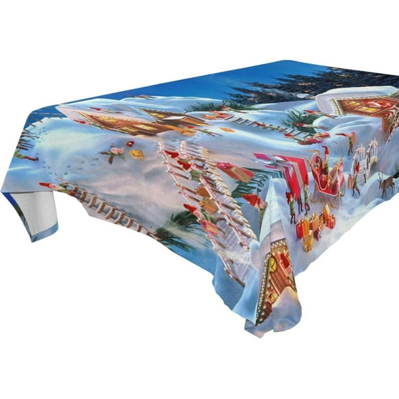 SKYSONIC 60"x60" Square Tablecloth with Christmas Night Taiga Moon Prints, Anti-Wrinkle and Smooth Table Cloth for Kitchen/Home/Dinning Wedding Decoration