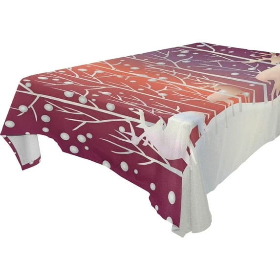 SKYSONIC 60"x60" Square Tablecloth with Christmas Deer Snow Prints, Anti-Wrinkle and Smooth Table Cloth for Kitchen/Home/Dinning Wedding Decoration