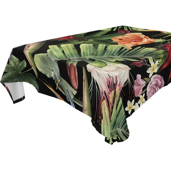 SKYSONIC 60”x90" Square Tablecloth with Watercolor Tropical Flowers Prints, Anti-Wrinkle and Smooth Table Cloth for Kitchen/Home Decoration