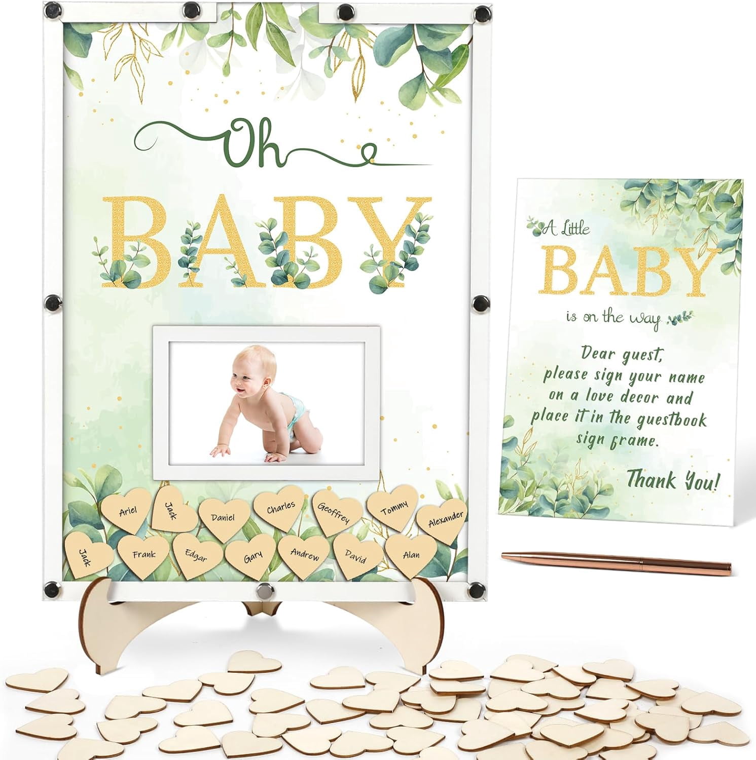 Honey Bee Baby Shower Sign Frame, Baby Shower Guest Book Alternatives