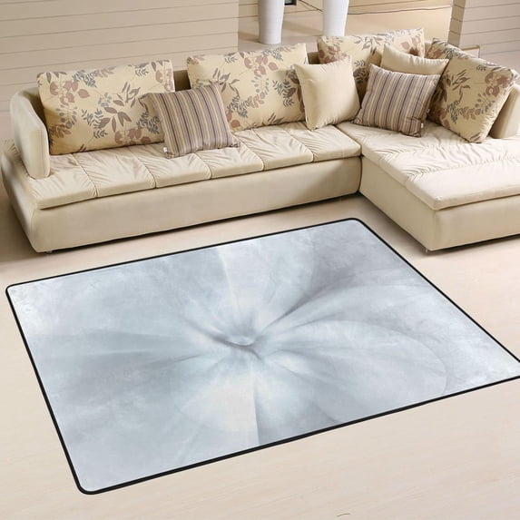 SKYSONIC 72x48in Abstract White Area Rug, Light Spot Floor Carpet for Indoor Living Dining Room and Bedroom Area
