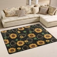 thumbnail image 1 of SKYSONIC 72x48in Black Golden Shape Area Rug, Watercolor Sunflower Non-Slip Floor Carpet for Indoor Living Dining Room and Bedroom Area, 1 of 7