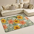 thumbnail image 1 of SKYSONIC 72x48in Exotic Hibiscus Flowers Area Rug, Palm Leaves Tropical Non-Slip Floor Carpet for Indoor Living Dining Room and Bedroom Area, 1 of 7