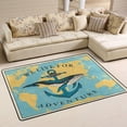 thumbnail image 1 of SKYSONIC 72x48in Retro Whale Anchor Area Rug, World Map Blue Non-Slip Floor Carpet for Indoor Living Dining Room and Bedroom Area, 1 of 7