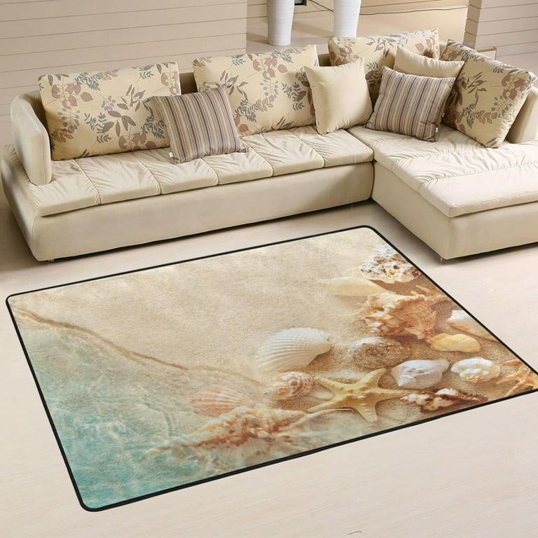 驚きの値段で SKYSONIC 72x48in Walmart.com  - Area Bedroom and Room Dining Living Indoor for Carpet Floor Non-Slip Blue  Light Water Sea Rug, Area Beach Summer Seashell Starfish 帽子