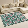 thumbnail image 1 of SKYSONIC 72x48in Vintage Pink Flamingos Area Rug, Tropical Palm Leaves Non-Slip Floor Carpet for Indoor Living Dining Room and Bedroom Area, 1 of 7