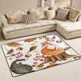 thumbnail image 1 of SKYSONIC 72x48in Watercolor Fox Badger Area Rug, Fall Leaf Non-Slip Floor Carpet for Indoor Living Dining Room and Bedroom Area, 1 of 7