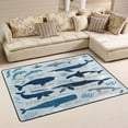 thumbnail image 1 of SKYSONIC 72x48in Cut Whales Area Rug, Undersea Seashell Blue Non-Slip Floor Carpet for Indoor Living Dining Room and Bedroom Area, 1 of 7