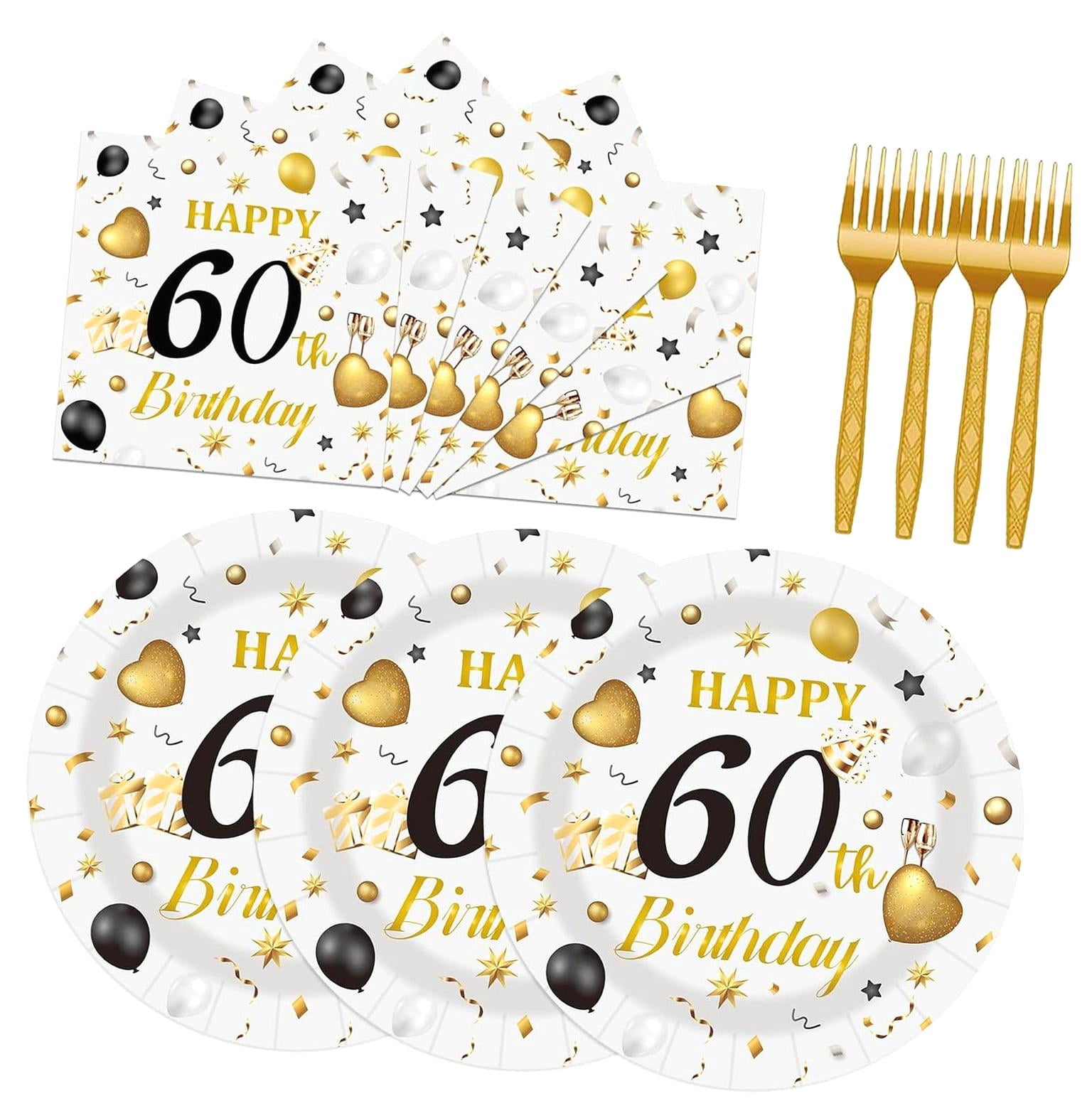 SKYSONIC 75PCS 60th Birthday Plates and Napkins Party Decorations, 7 — free download