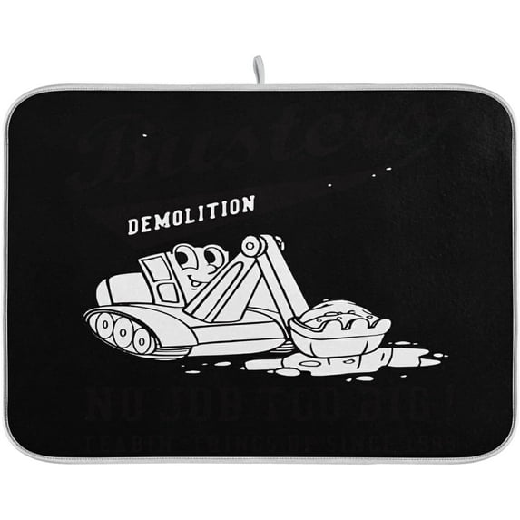 SKYSONIC Absorbent Dish Drying Mat Coloring Vehicle Cartoon Kitchen Counter Mat Protector,Reversible,Medium 18 x 16 Inches