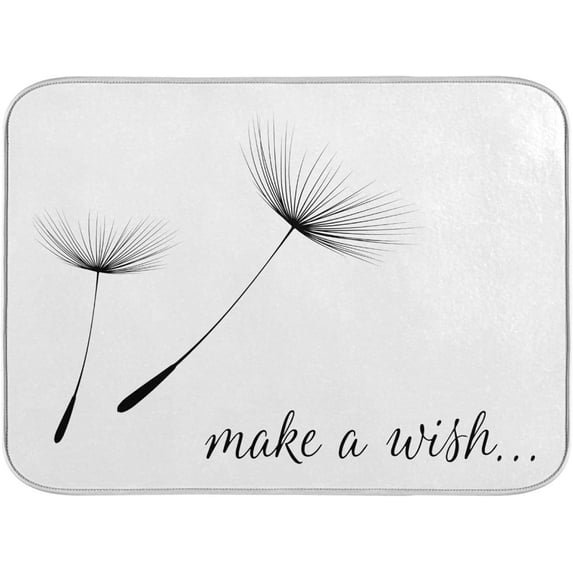 SKYSONIC Absorbent Dish Drying Mat Make Wish Kitchen Counter Mat Protector,Reversible,Medium 18 x 16 Inches
