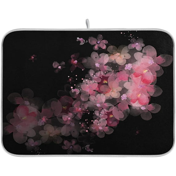 SKYSONIC Absorbent Dish Drying Mat Watercolor Kitchen Counter Mat Protector,Reversible,Medium 18 x 16 Inches