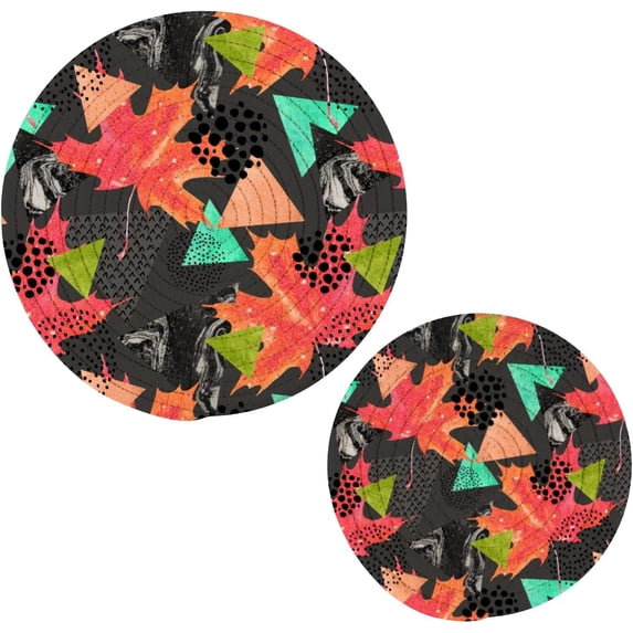 SKYSONIC Abstract Autumn Maple Leaf Pot Holders Trivets, 2 Pcs Heat Resistant Trivets,Geometry Leaves Cotton Thread Weave Mats for Hot Pads Pans Pot Bowl Teapot for Kitchen Decor