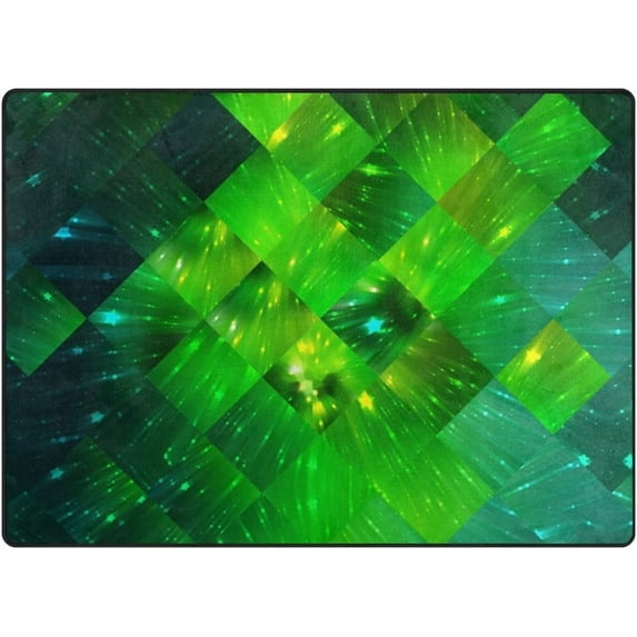 SKYSONIC Abstract Green Block 80x58 inches Lightweight Soft Area Rug Mat Indoor Floor Rugs Home Decoration for Kids Room Living Room