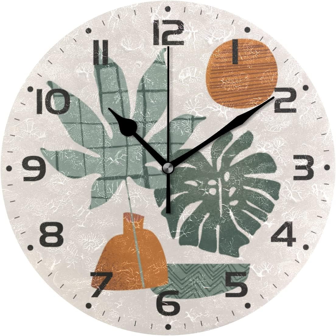 SKYSONIC Abstract Tropical Leaf Geometric Shapes Wall Clock 10 Inch