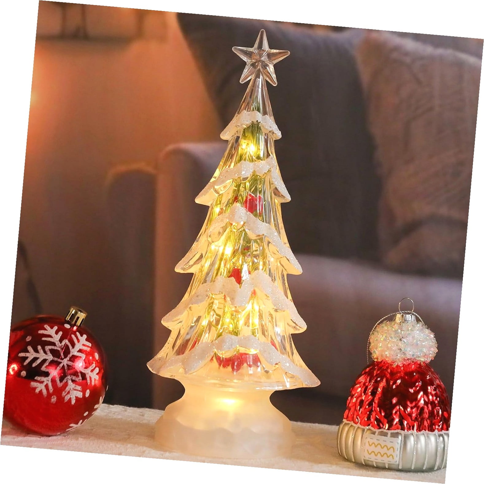 SKYSONIC Acrylic Christmas Tree Table Decor, 11" Lighted Christmas Tree ...