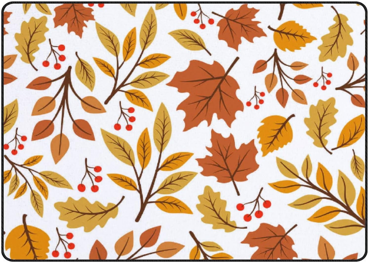 SKYSONIC Area Rug Autumn Leaf on White Nursery Rug Floor Mat Kids ...