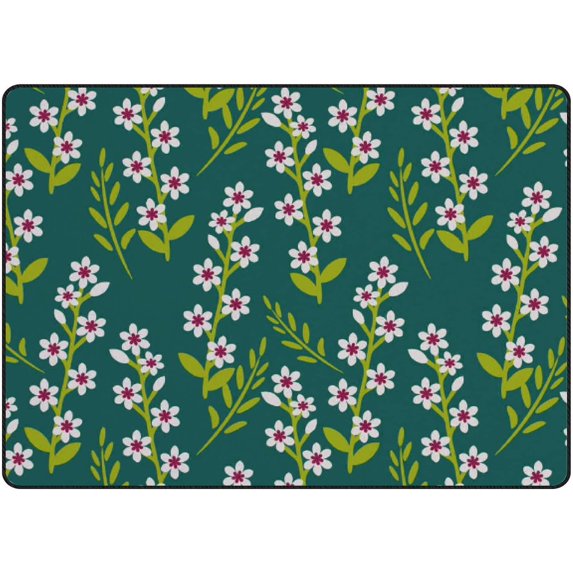 SKYSONIC Area Rug Beautiful Flowers Decoration Nursery Rug Floor Mat Kids Playing Mat for Living Room Bedroom, 63x48 in