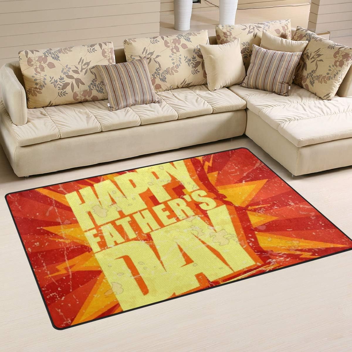 SKYSONIC Area Rug Carpet Happy Fathers Day Typographical Pop-Art Style ...
