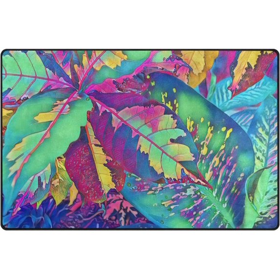 SKYSONIC Area Rug Carpet Leaves Painting Doormat for Hardwood Floor Entrance Living Room Bedroom 2'7"x1'8" (31x20 in)