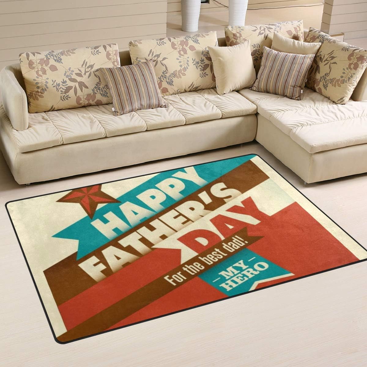 SKYSONIC Area Rug Carpet Retro Father's Day Card Nursery Rug Floor Mat ...