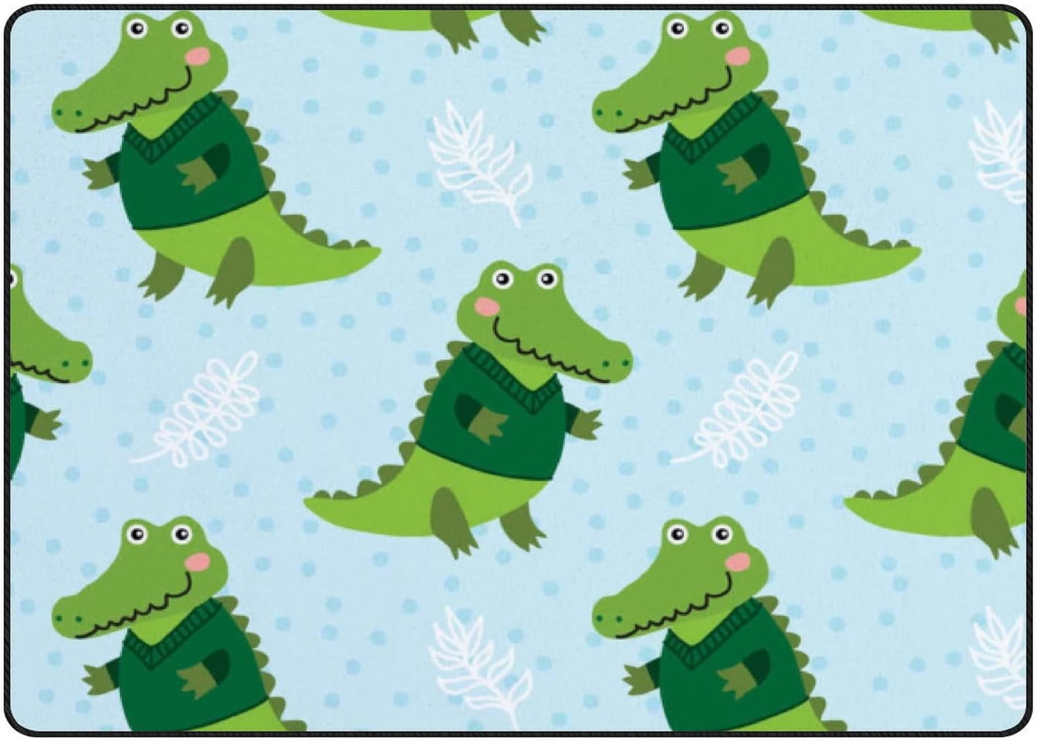 Croods Rug SKYSONIC Area Rug Cute Cartoon Crocodile and Dot Nursery Rug Floor Mat ...