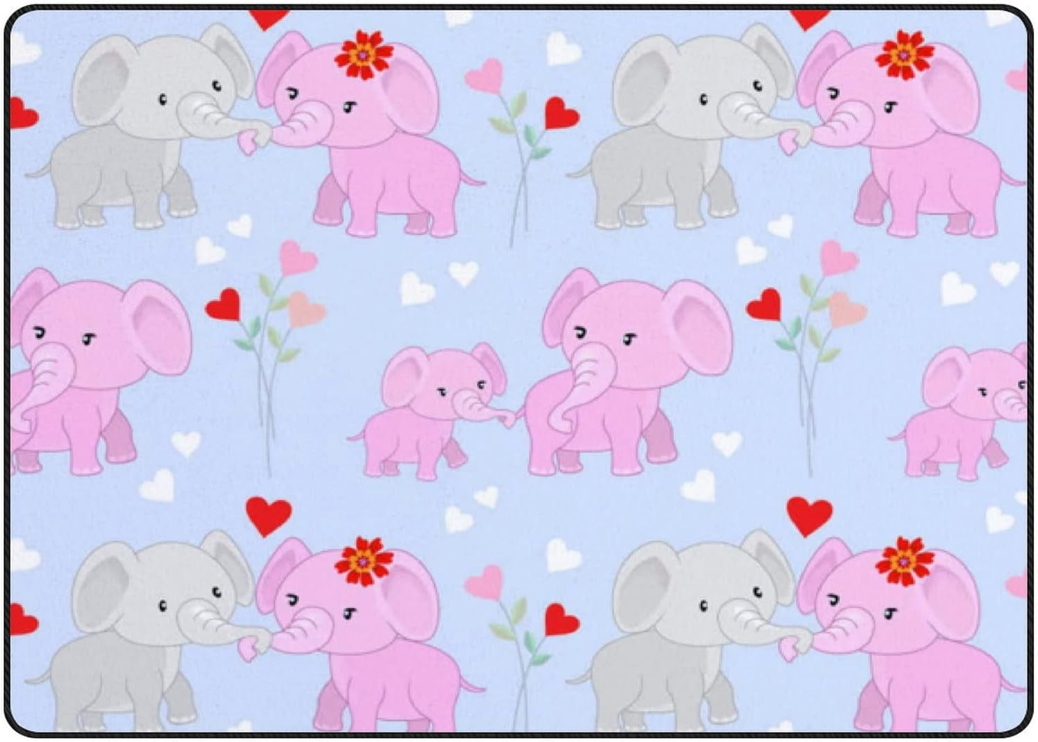 Heart Rug Cartoon SKYSONIC Area Rug Cute Cartoon Elephants and Heart Shape Nursery Rug ...