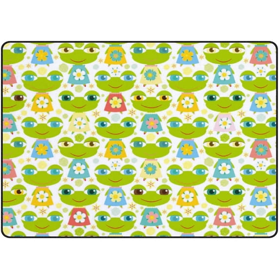 SKYSONIC Area Rug Cute Frogs Wear Flower Clothes Nursery Rug Floor Mat Kids Playing Mat for Living Room Bedroom, 72x48 in