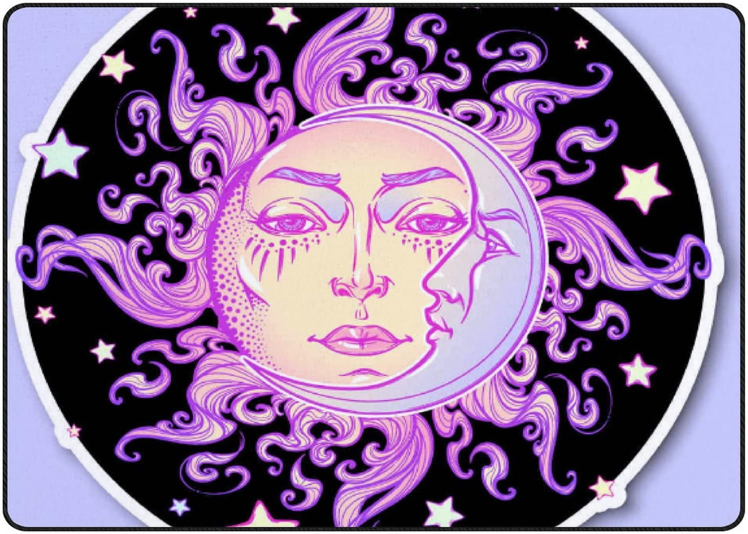 SKYSONIC Area Rug Decorative Sun and Crescent Moon Nursery Rug Floor Mat Kids Playing Mat 5'3" x