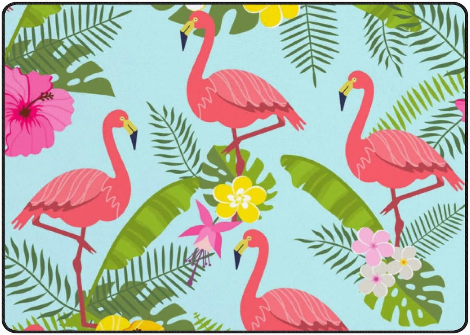 SKYSONIC Area Rug Flamingo Tropical Leaves and Flowers Nursery Rug ...