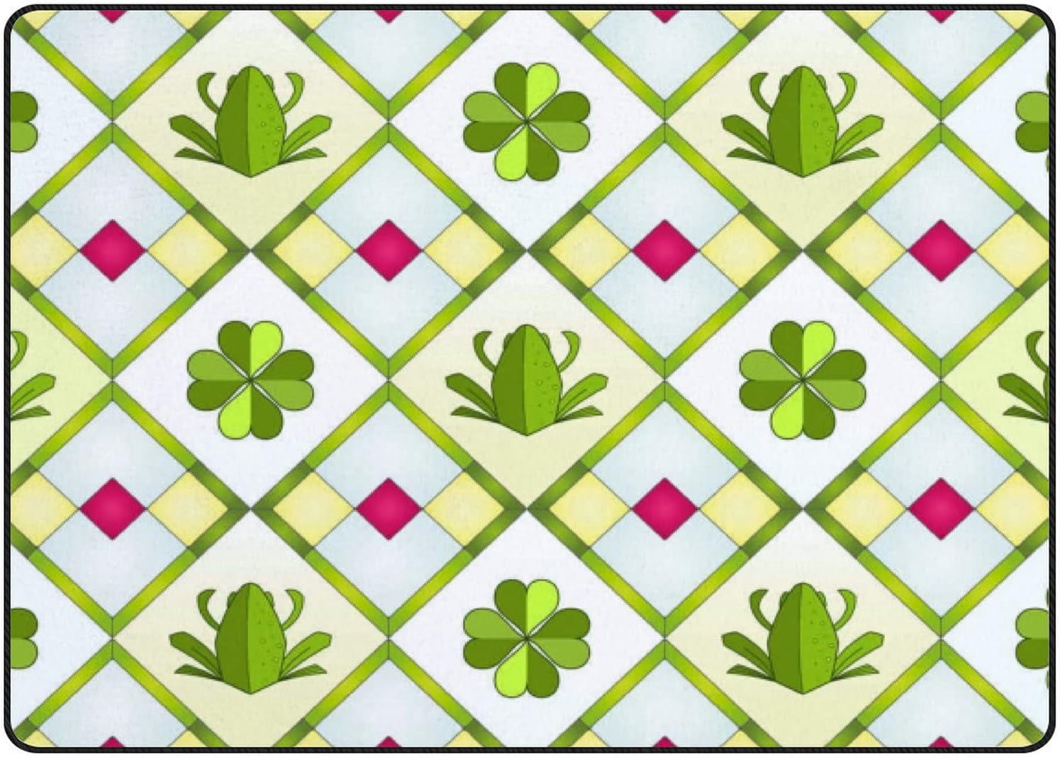 SKYSONIC Area Rug Geometric Pattern with Frogs Nursery Rug Floor Mat ...