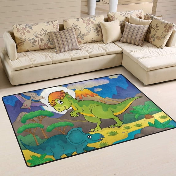 SKYSONIC Area Rug Pad Cute Dinosaurs Nursery Rugs Floor Mat for Kids Playing Room Living Room Bedroom, 72 x 48 inch