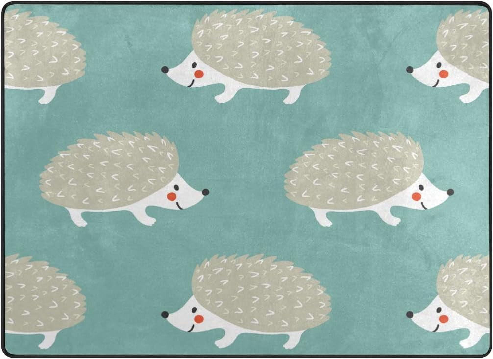 Hedgehog Rug SKYSONIC Area Rug Pad Cute Hedgehogs Nursery Rugs Floor Mat for Kids ...