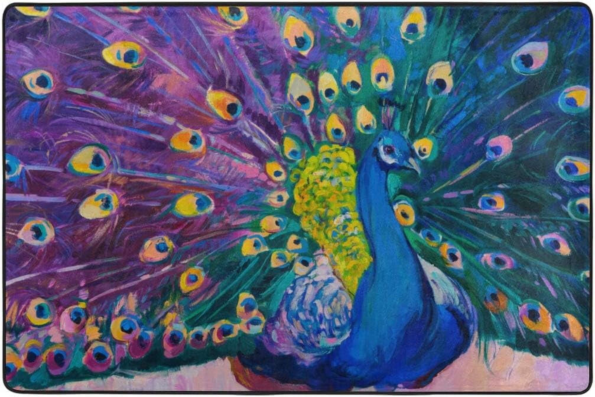 SKYSONIC Area Rug Pad Peacock Painting Nursery Rugs Floor Mat for Kids ...