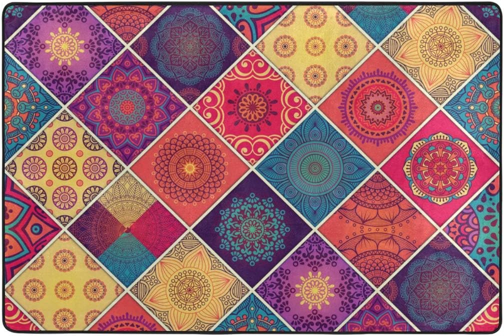 SKYSONIC Area Rug Pad Retro Oriental Pattern Nursery Rugs Floor Mat for ...
