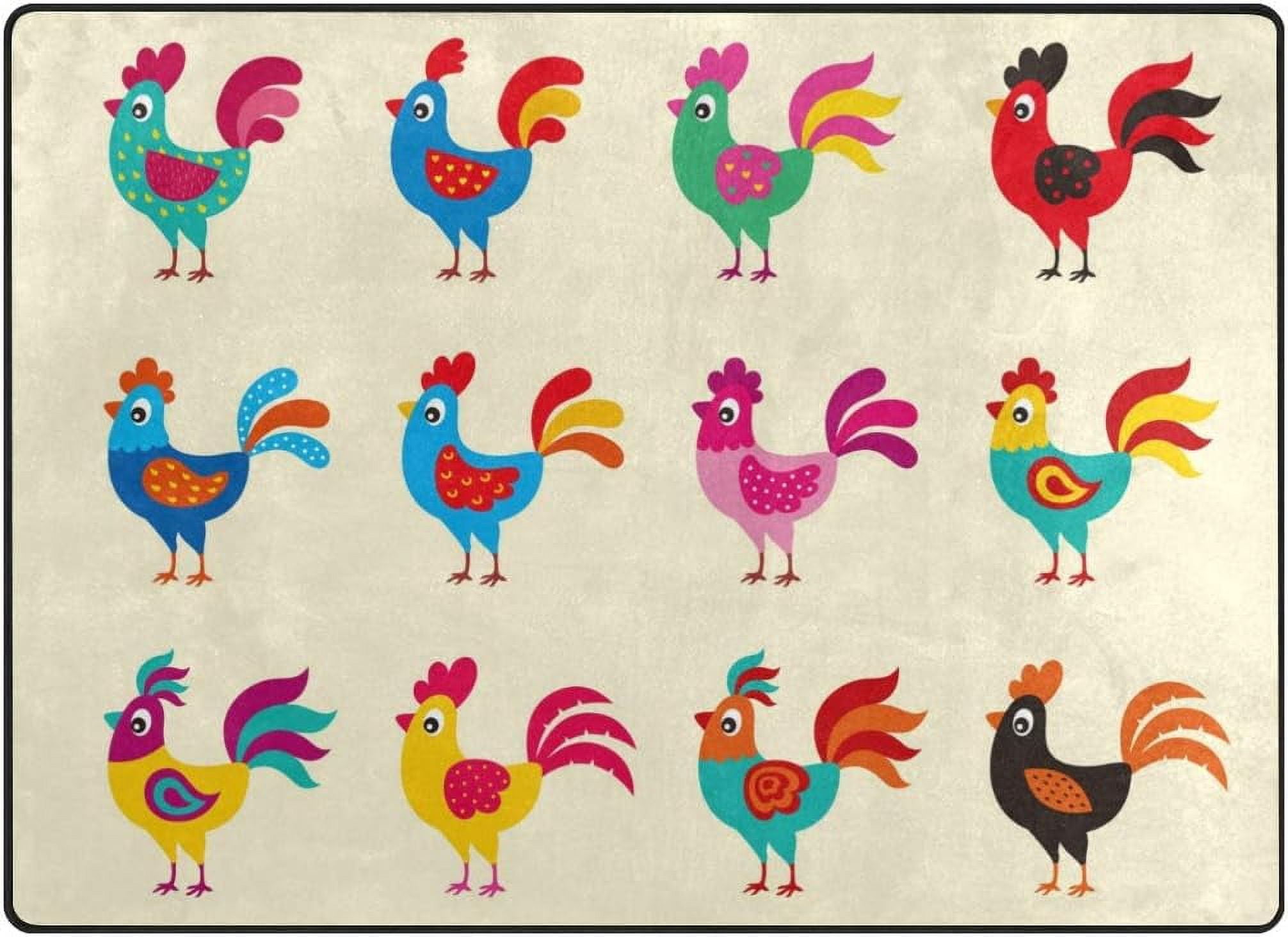SKYSONIC Area Rug Pad Rooster Chicken Nursery Rugs Floor Mat for Kids ...