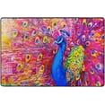 thumbnail image 1 of SKYSONIC Area Rug Pad Watercolor Peacock Nursery Rugs Floor Mat for Kids Playing Room Living Room Bedroom, 72 x 48 inch, 1 of 6
