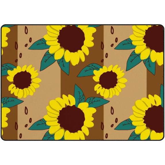SKYSONIC Area Rug Retro Sunflower Pattern Nursery Rug Floor Mat Kids Playing Mat for Living Room Bedroom, 63x48 in