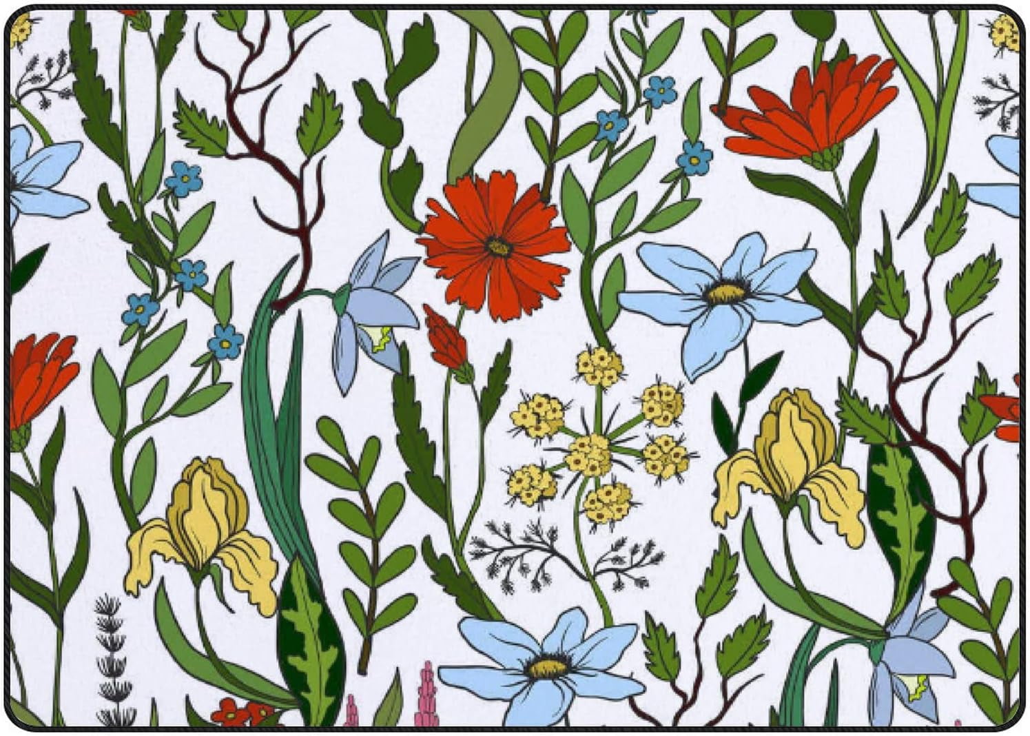Flower Pattern Area Rug SKYSONIC Area Rug Seamless Pattern with Wild Flowers Nursery Rug Floor ...
