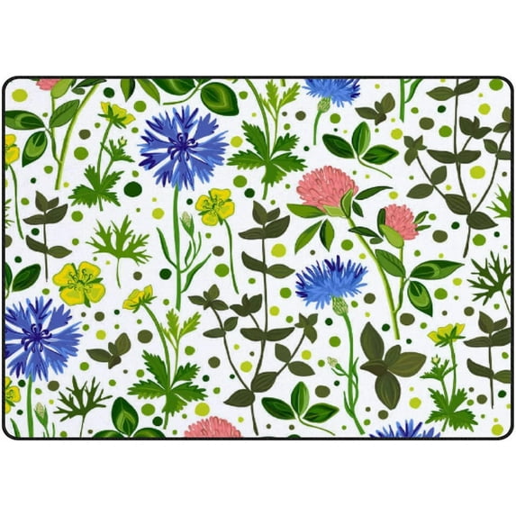 SKYSONIC Area Rug Wild Flowers Pattern Nursery Rug Floor Mat Kids Playing Mat for Living Room Bedroom, 80x58 in