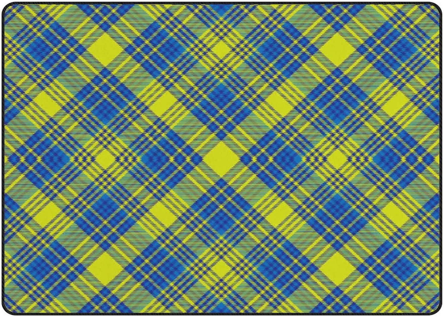 SKYSONIC Area Rug Yellow Argyle Plaid Tartan Texture Nursery Rug Floor ...