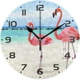 thumbnail image 1 of SKYSONIC Art Flamingos Wall Clock 10 Inch Silent Non Ticking Round Clock Oil Painting Clock Easy to Read Clock for Living Room Bedroom Bathroom Home Decor, 1 of 7