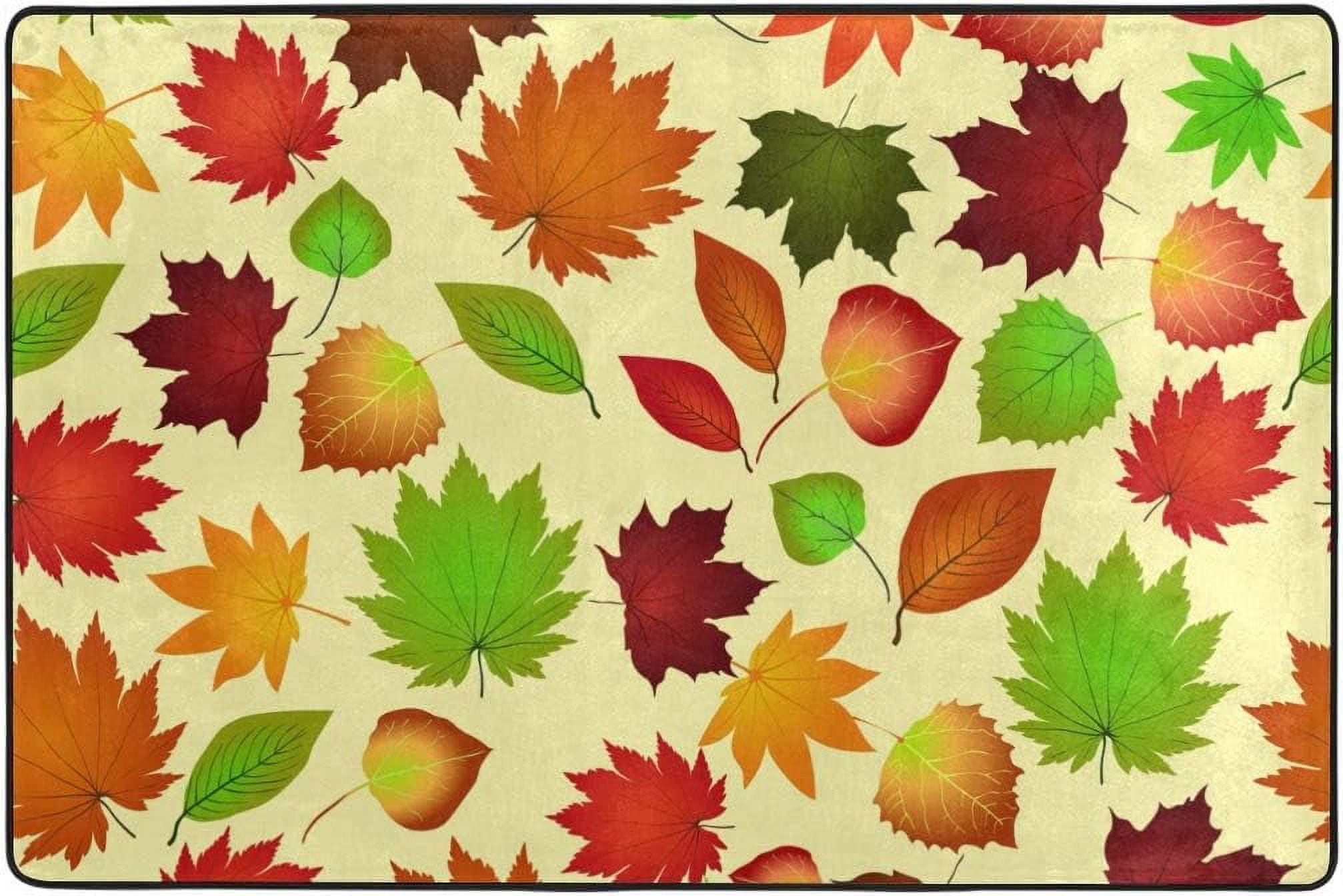 SKYSONIC Autumn Colorful Leaves Lightweight Carpet Mats Area Soft Rugs ...