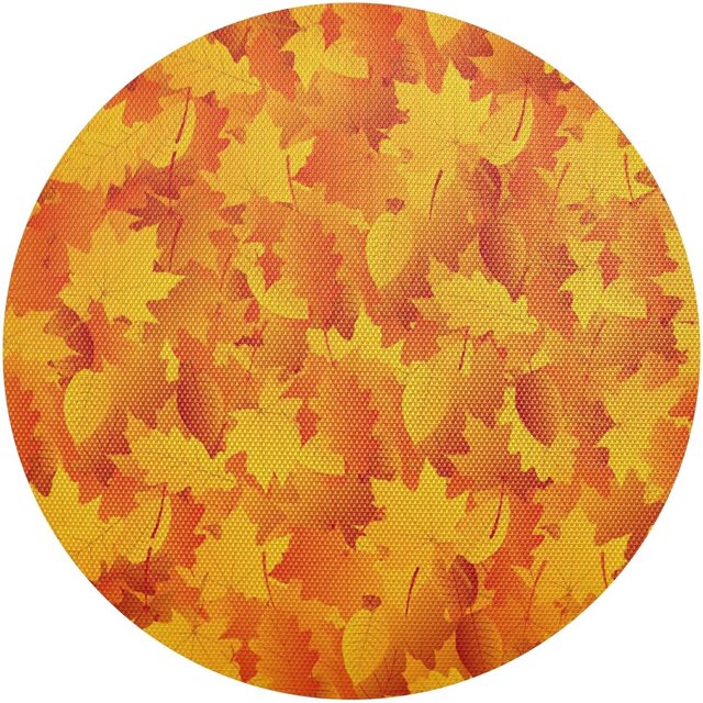 SKYSONIC Autumn Maple Leaf Round Placemats Set of 1, Non-Slip PVC Table ...