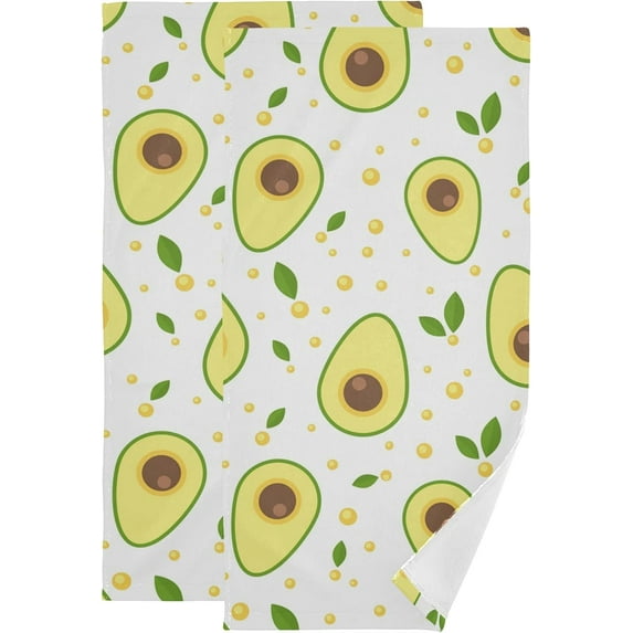 SKYSONIC Avocado Soft Hand Towels set of 2, Absorbent Bath Towel Decorative Fingertip Towels for Bathroom Gym Spa Hotel Beach Swimming Pool,14.4 x 28.3 inch