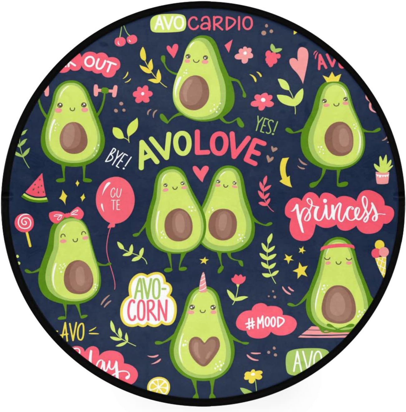 SKYSONIC Avocado Sport YogaRound Area Rug Chair Couch Cover Area Rug ...